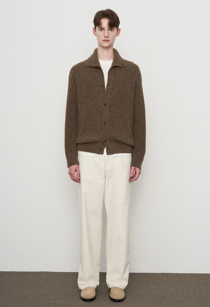 타임옴므 알파카 블렌드 하이넥 버튼 니트 가디건 95사이즈 이미지