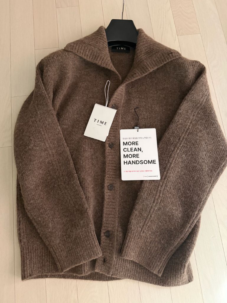 타임옴므 알파카 블렌드 하이넥 버튼 니트 가디건 95사이즈 이미지