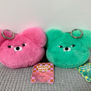 (2개일괄가격) 와사비베어 동전지갑 파우치 키링 핑크/그린