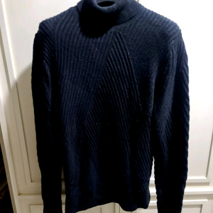 지오지아 And Z / 타임옴므 모티브 빗살무늬 울캐시미어 터틀넥 블랙 이미지