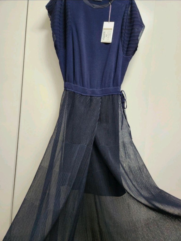 한섬(시스템)시스루 블록 니트 드레스 (90) / 외부 미착용--3