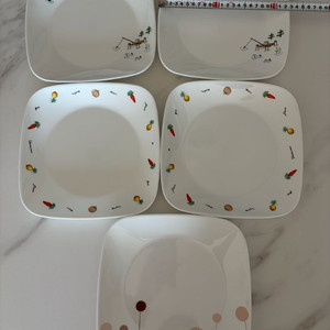 코렐 사각 접시 5개