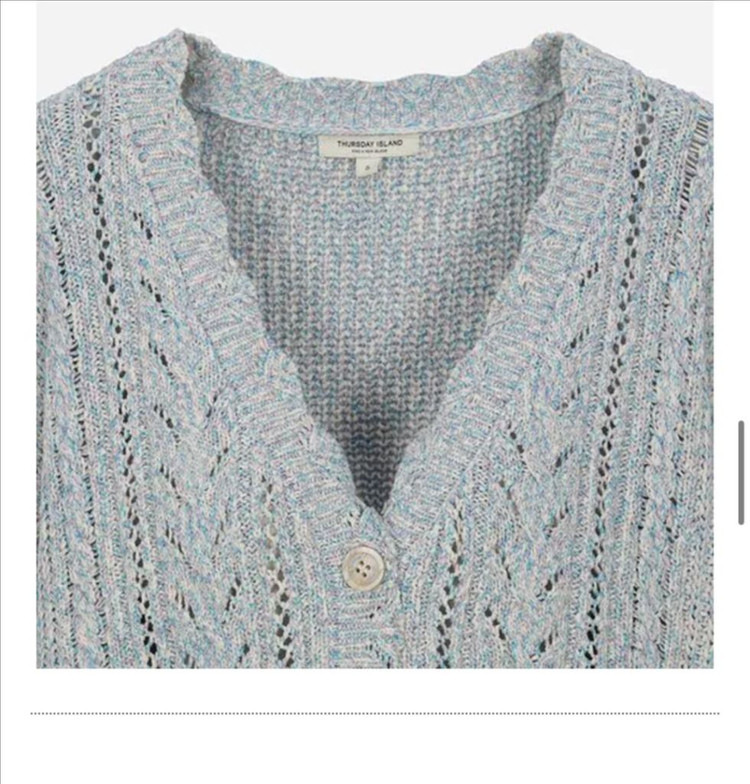 써스데이아일랜드 테입사 케이블 니트 가디건 (T252MCD134W)--4