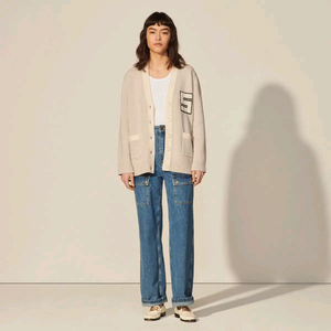 (새상품)산드로 울 100% 로고 패치 가디건 2사이즈 이미지