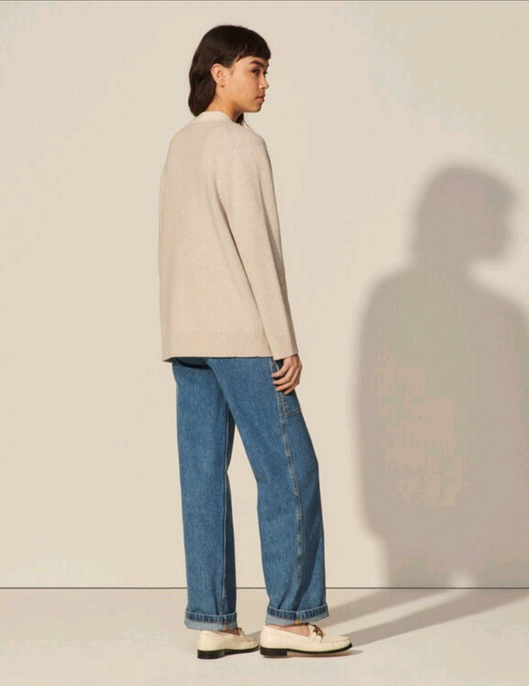 (새상품)산드로 울 100% 로고 패치 가디건 2사이즈 이미지