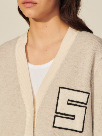 (새상품)산드로 울 100% 로고 패치 가디건 2사이즈 이미지