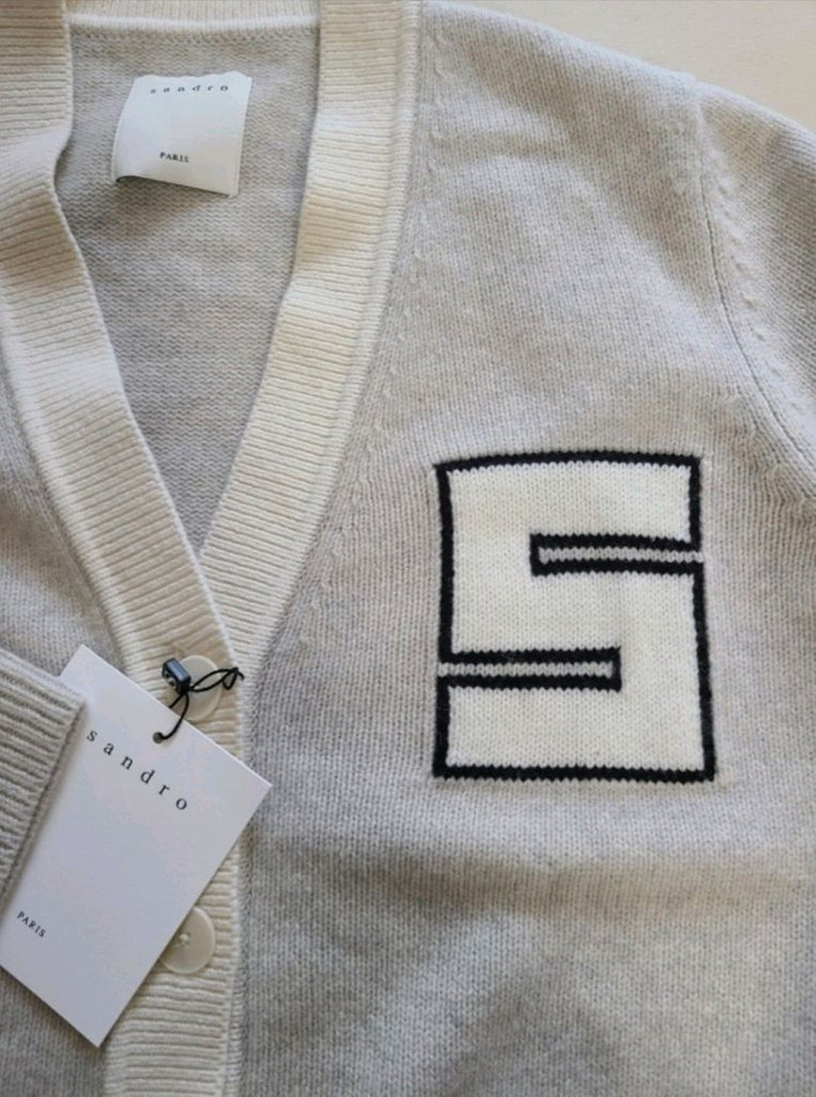 (새상품)산드로 울 100% 로고 패치 가디건 2사이즈 이미지
