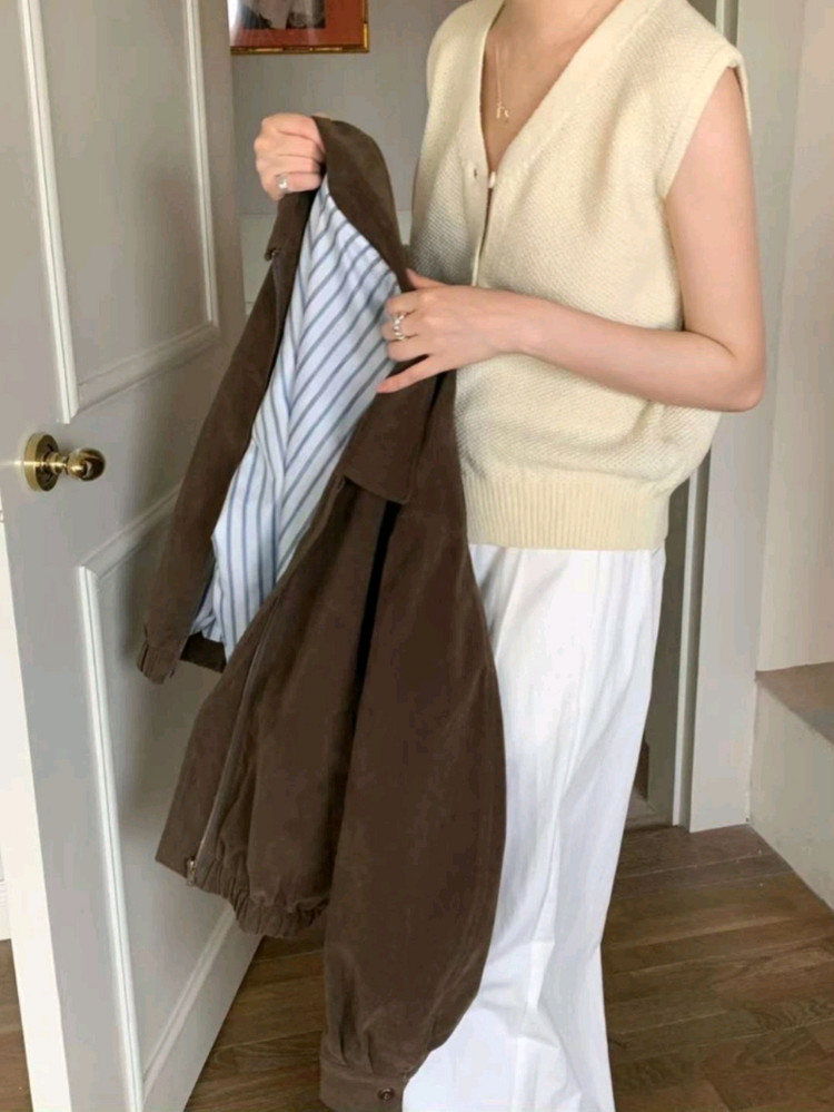 (새상품) 스웨이드 블루종 봄버 자켓 블랙컬러 이미지