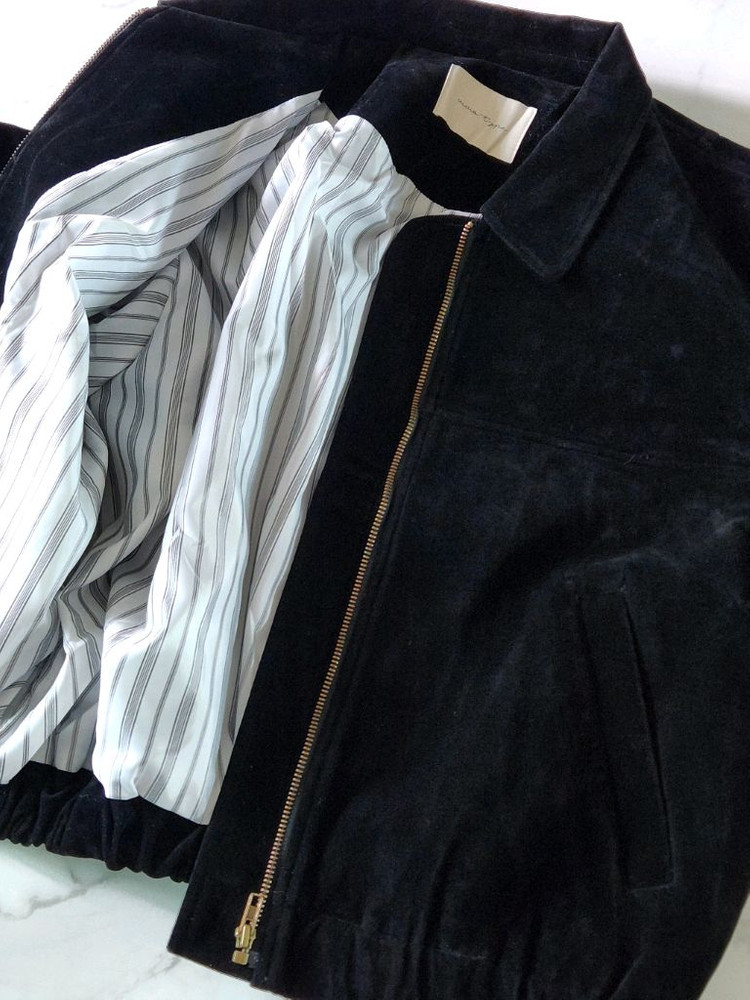 (새상품) 스웨이드 블루종 봄버 자켓 블랙컬러 이미지