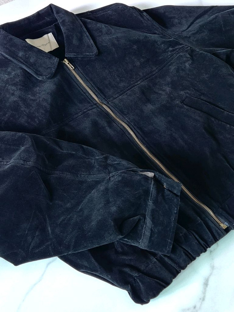 (새상품) 스웨이드 블루종 봄버 자켓 블랙컬러 이미지