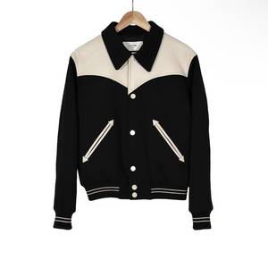 [46] 셀린느 울 레더 웨스턴 테디 바시티 자켓 블랙 이미지