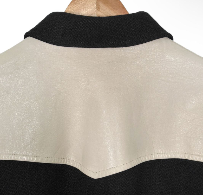 [46] 셀린느 울 레더 웨스턴 테디 바시티 자켓 블랙 이미지