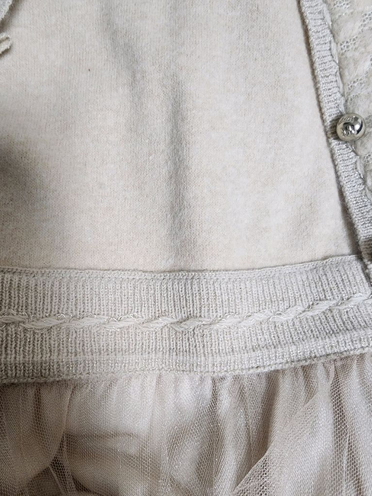 마인 슬리브리스 튤 드레스와 글리터 버튼 업 가디건 세트 이미지