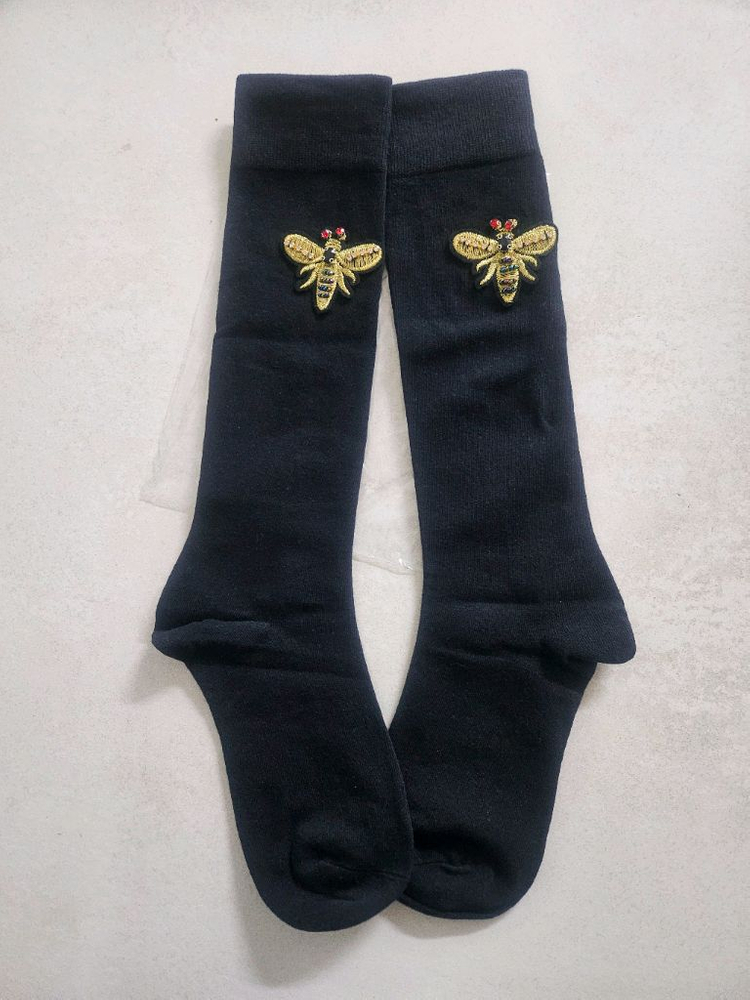 큐빅꿀벌와펜장식 중목~ 니삭스양말 새상품 이미지