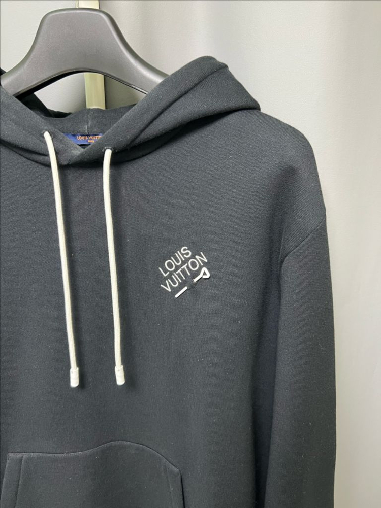 [정품] XL 루이비통 엠브로이더드 시그니처 후드티 블랙 이미지
