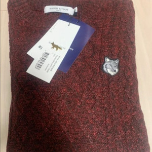 메종키츠네 폭스헤드 여성니트 버건디 L 새상품