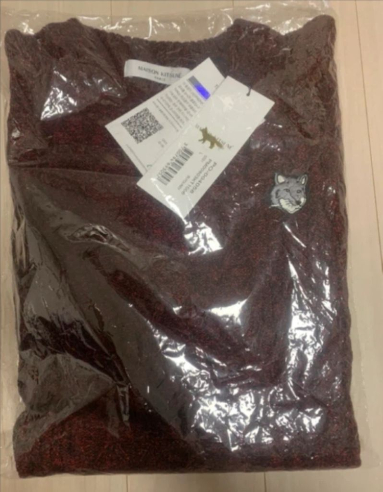 @이월특가)메종 메종키츠네 그레이 폭스헤드 여성니트 버건디 L 새상품 이미지