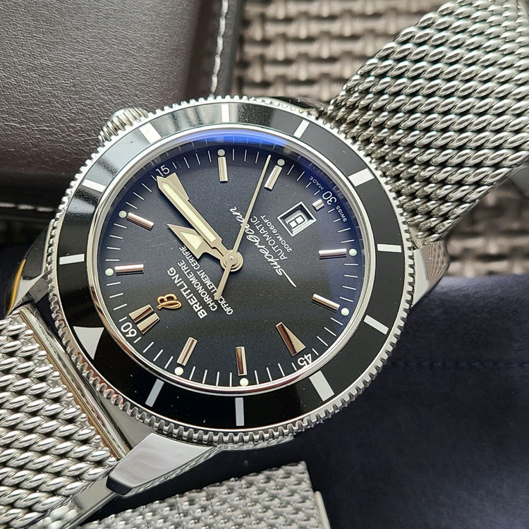 [브라이틀링] 슈퍼오션 헤리티지 46mm 블랙 메쉬 브레이슬릿 모델--1