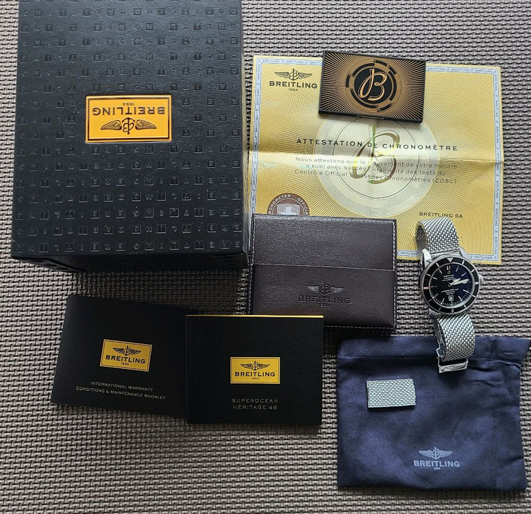 [브라이틀링] 슈퍼오션 헤리티지 46mm 블랙 메쉬 브레이슬릿 모델--5