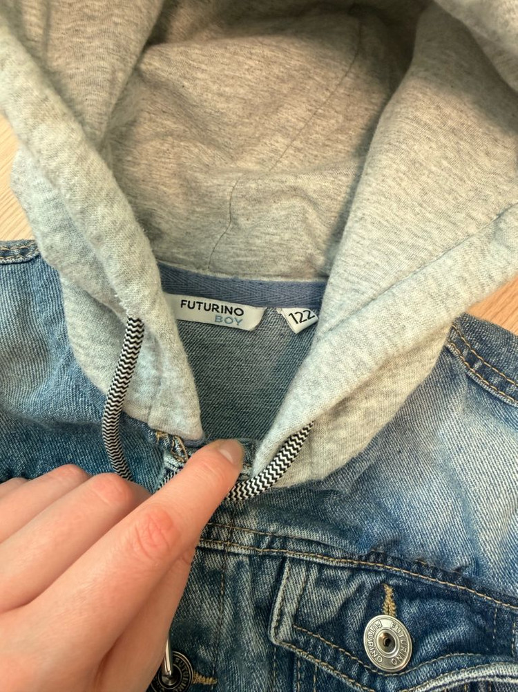 수입 데님 후드 청자켓 후드티 봄 점퍼 120~130 사이즈 정도 이미지