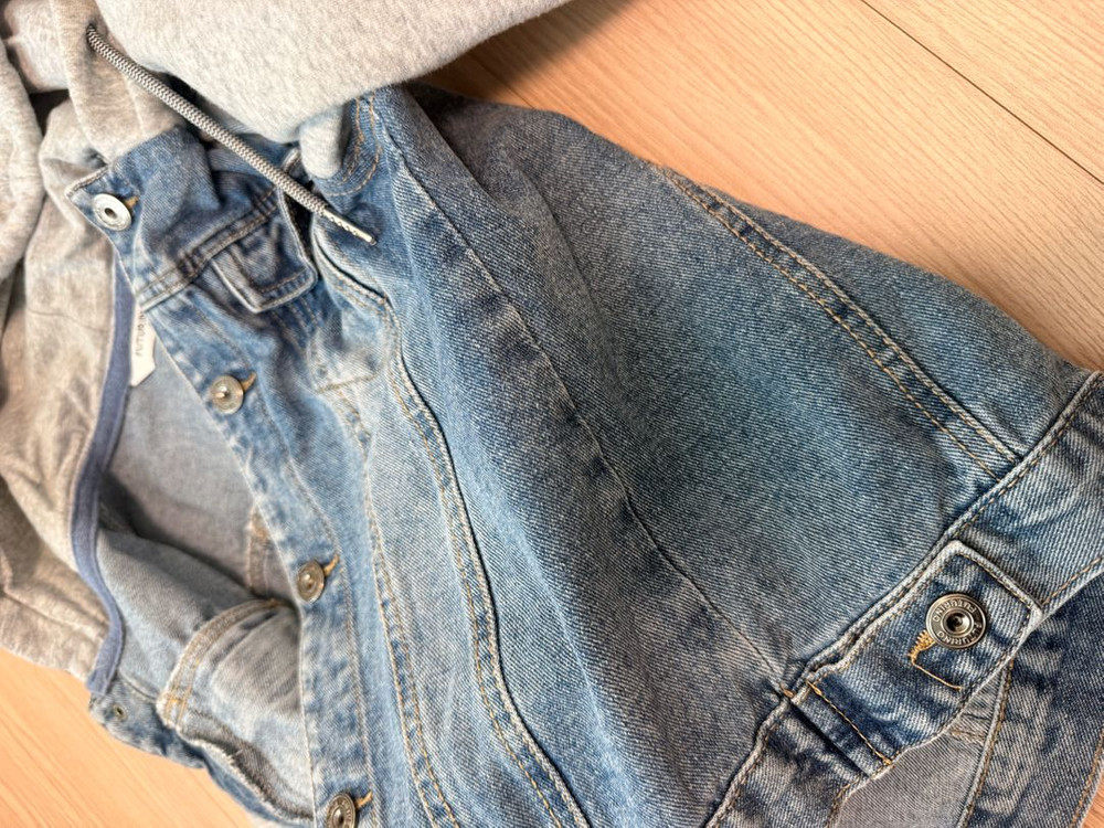 수입 데님 후드 청자켓 후드티 봄 점퍼 120~130 사이즈 정도 이미지