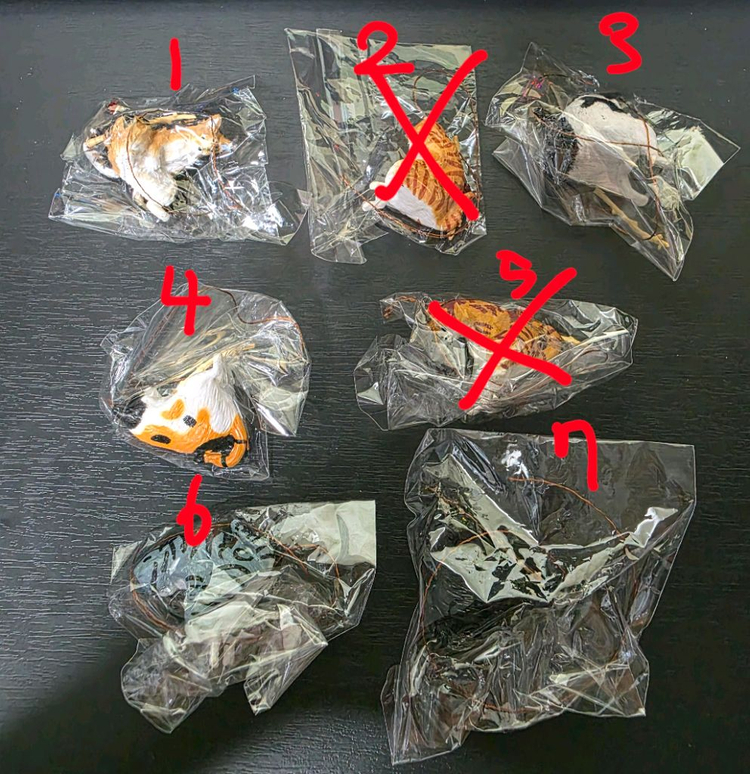 낚시 고양이 피규어 가챠 5종--2