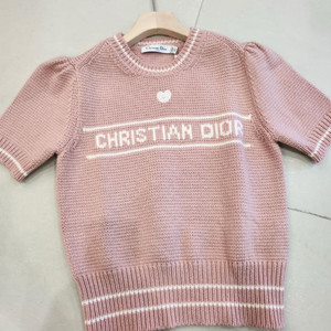 Dior 핑크 하트 반팔 니트