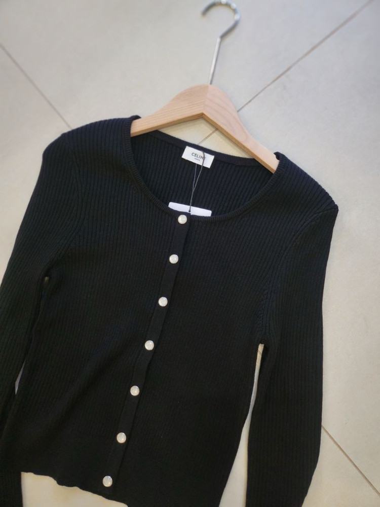 셀린느 블랙 골지 가디건--1