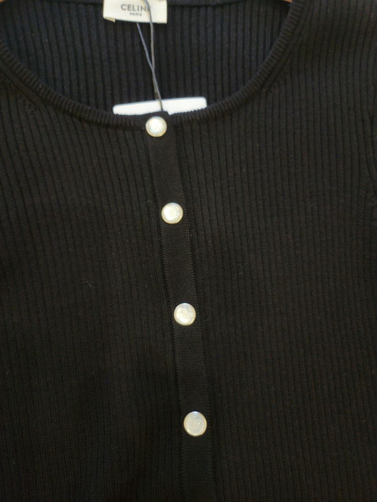 셀린느 블랙 골지 가디건--2