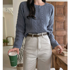 빅사이즈 세미크롭 가디건 딥블루