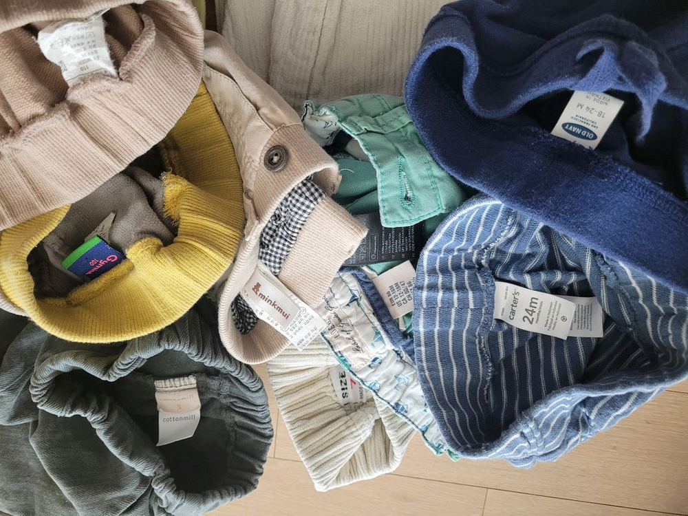 남아 유아 바지 레깅스 9벌 일괄 가격 100-110사이즈 골덴 면바지등 다양--1