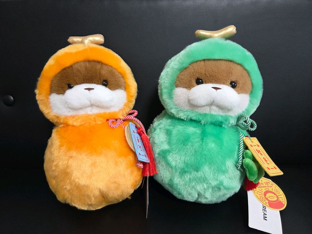 2종 세트 일괄새상품 택) 조롱박 우소우소짱 행운 금전 인형 수달 동물 중형 27cm 이미지