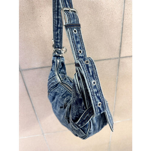 {새상품}마뗑킴 워시드 데님 미니 호보백 블랙 마땡킴