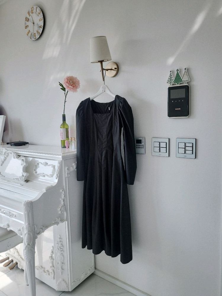 수입 티어드 블랙 롱원피스(반택포)--4