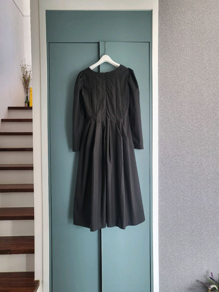 수입 티어드 블랙 롱원피스(반택포)--6