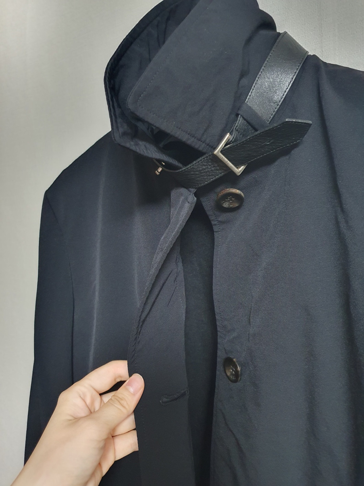 타임 TIME 블랙 맥코트 여성 90 레더스트랩 코트--3