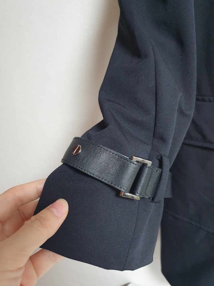 타임 TIME 블랙 맥코트 여성 90 레더스트랩 코트--4