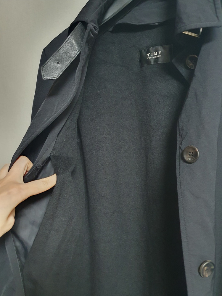 타임 TIME 블랙 맥코트 여성 90 레더스트랩 코트--7