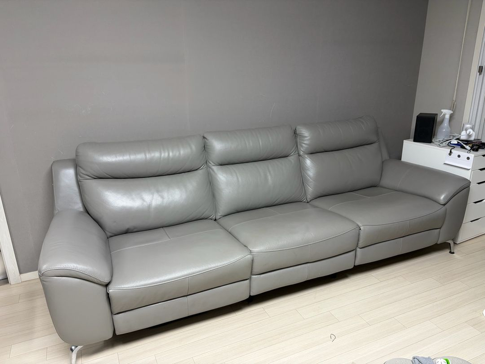 한샘 프라임 리츠 4인용 리클라이너 이태리 천연가죽 소파 이미지