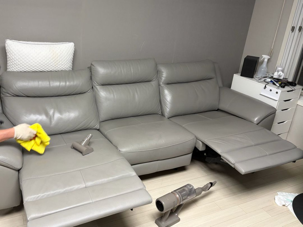 한샘 프라임 리츠 4인용 리클라이너 이태리 천연가죽 소파 이미지