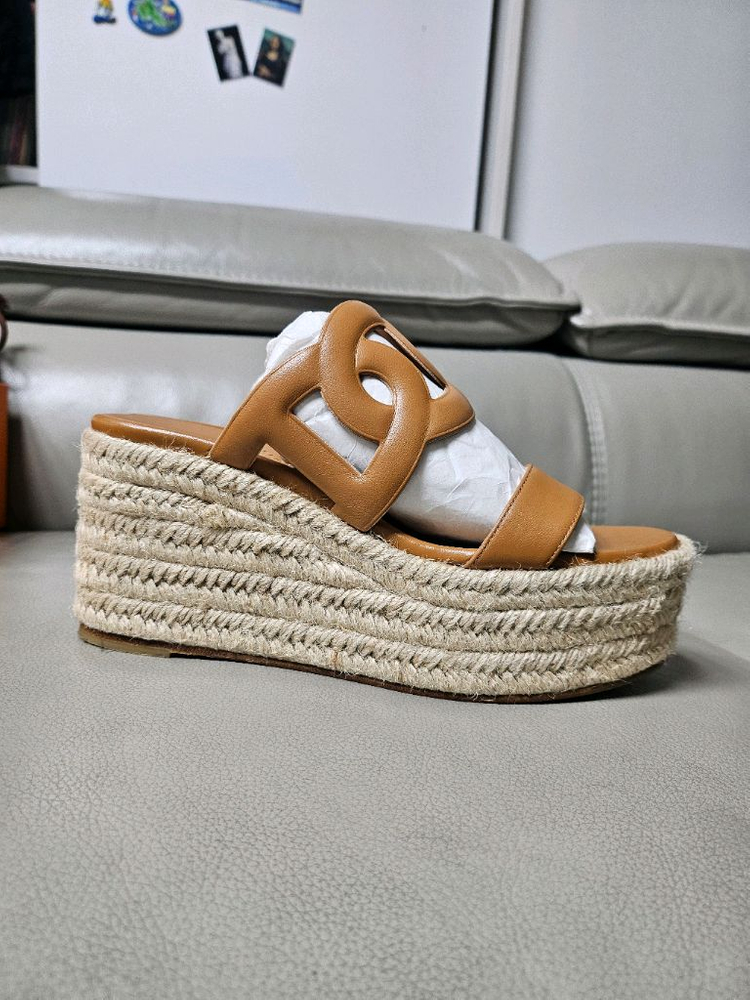 에르메스 이데아 에스파듀 웨지 샌들 네추럴 36--6