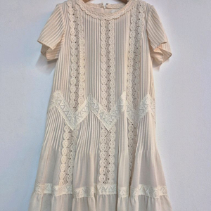 SJSJ 아이보리 레이스 플리츠 원피스 F