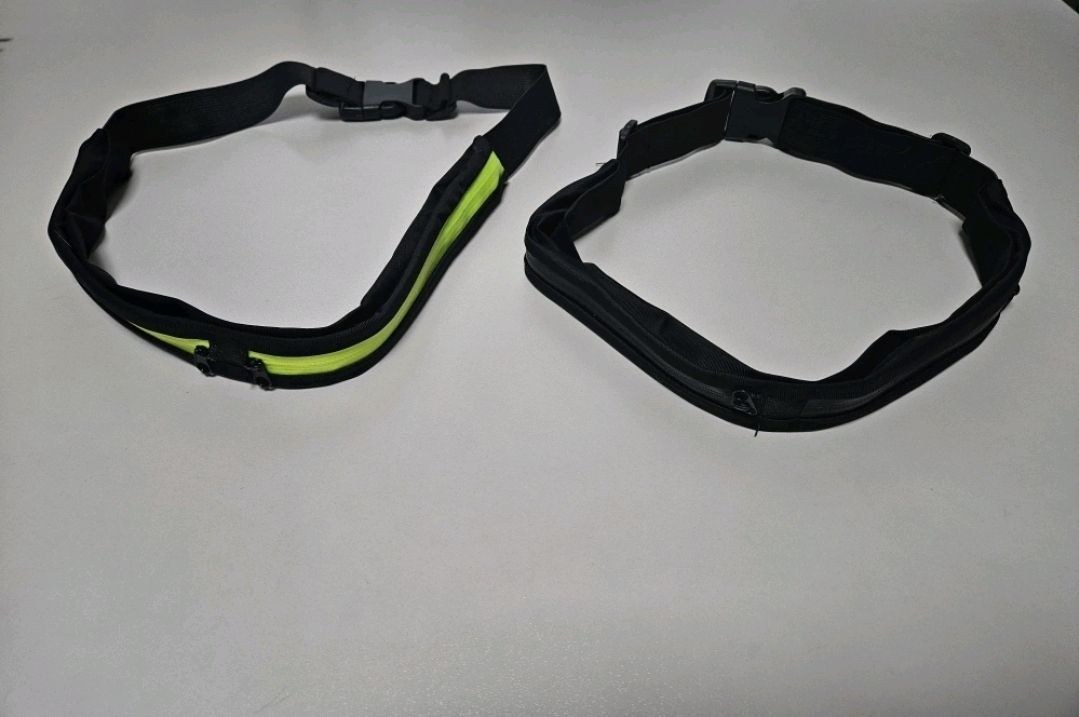 (새제품)휴대폰 암밴드1개/(새제품2개)네이키드벨트, 러닝벨트 힙색, 방수지퍼, 휴대 전화 주머니,형광1개 블랙1개 이미지
