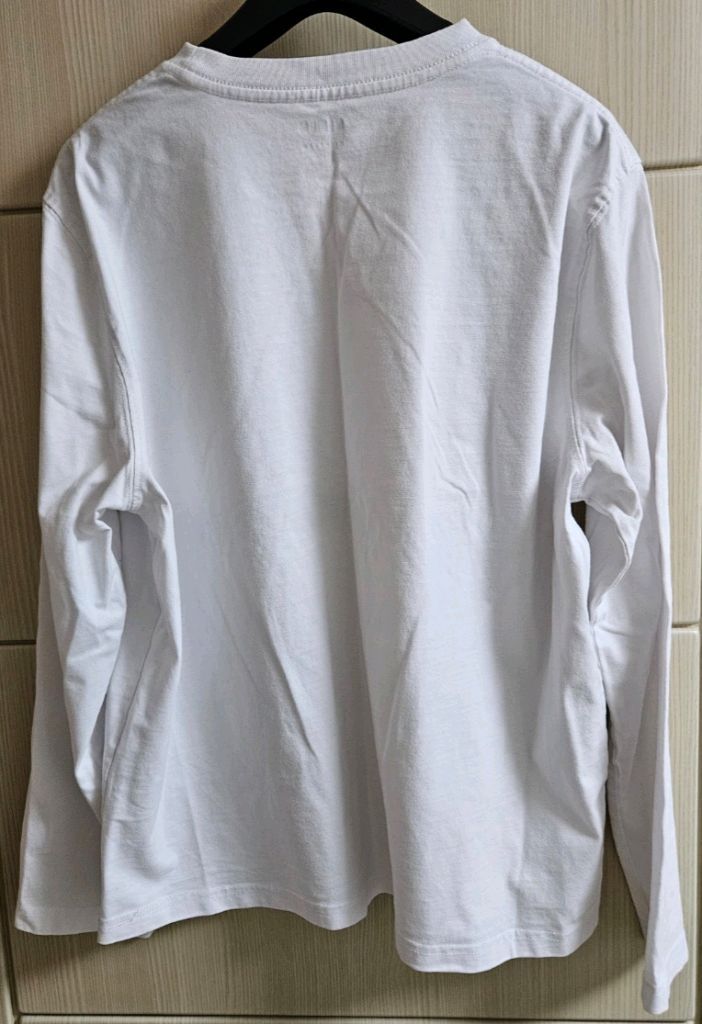 [최저가]지오다노 프린팅 자수 그래픽 디자인 긴팔티셔츠 - 화이트--1