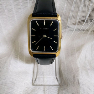 70s 빈티지 시티즌 블랙다이얼 사각 금장 수동 시계 공용