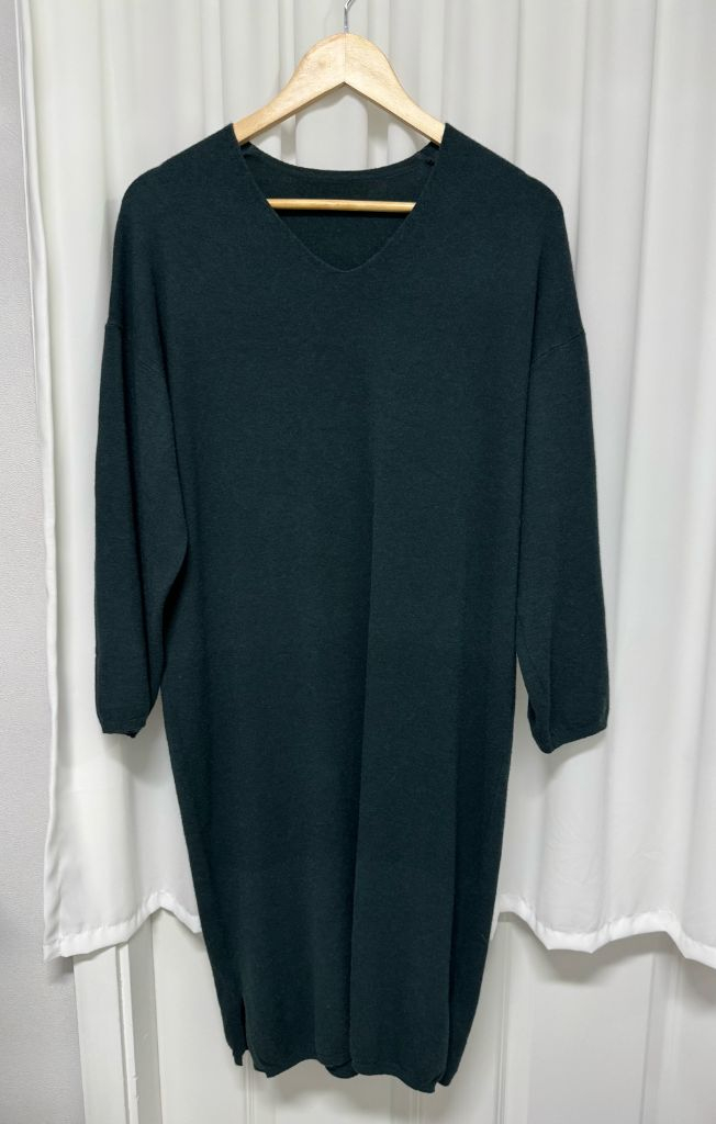 그린 브이넥 니트 원피스 이미지