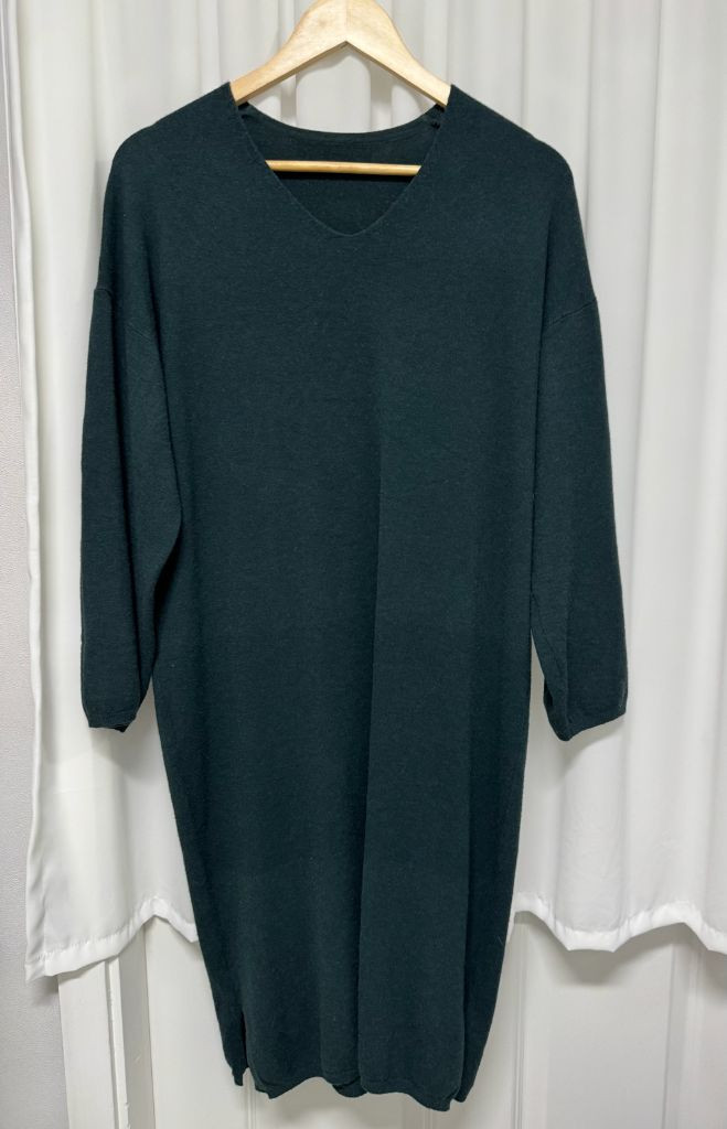 그린 브이넥 니트 원피스 이미지