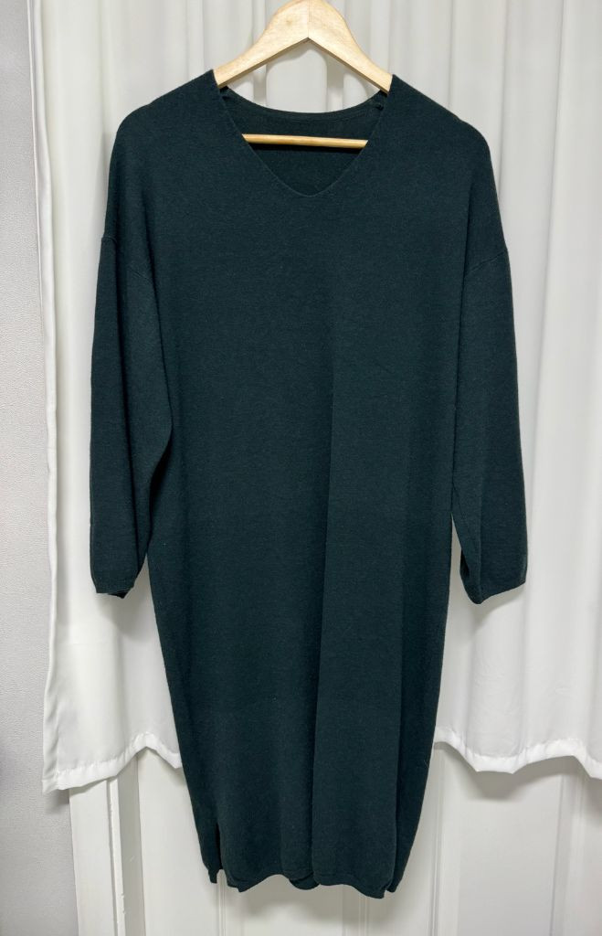 그린 브이넥 니트 원피스 이미지