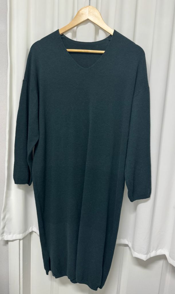 그린 브이넥 니트 원피스 이미지