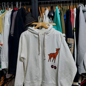 구찌 사슴 자수 GG 후드티 아이보리 M 백화점판 이미지